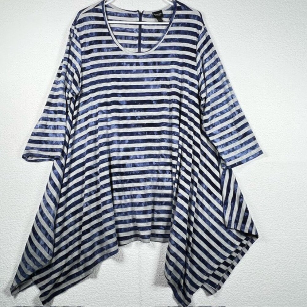 La Vanya Womens Scoop Neck 3/4 Sleeve Hanky Hemline Tunic Plus Size 2X